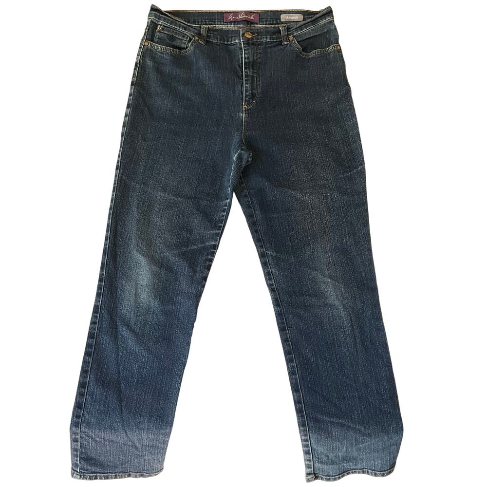 Gloria Vanderbilt Women Amanda Jeans size 14 Missy Blue MidRise Slim Fit Stretch
